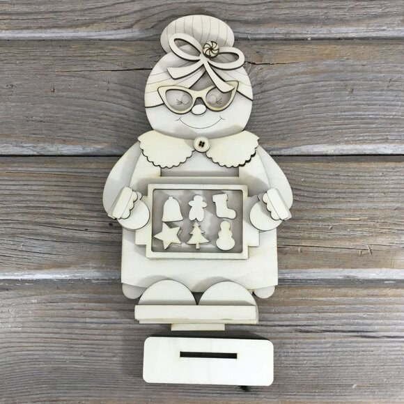Standing Mrs Claus Shelf Sitter - Unpainted DIY Paint Kit - Picture 1 of 4
